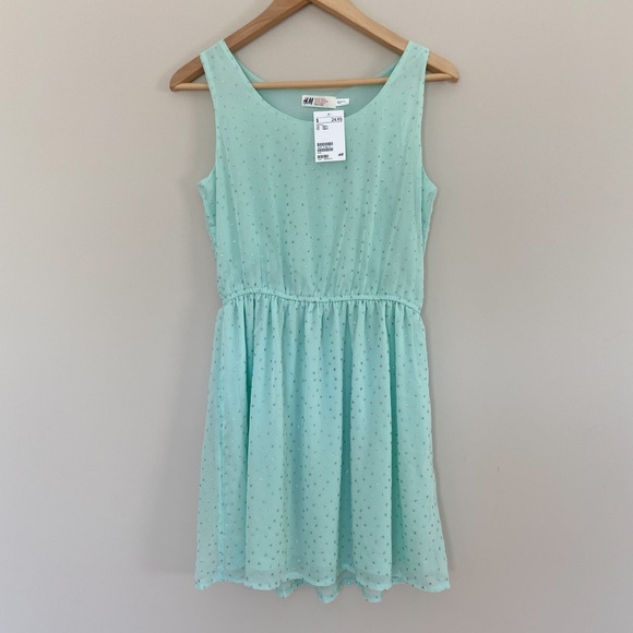 h&m summer casual party dress mint green girls S - Picture 1 of 7